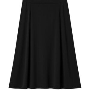 Elegant High-Waisted Black A-Line Midi Skirt for Work or Casual Wear